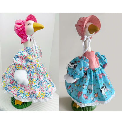 23 Inch Porch Goose Dress, Bonnet and Wings. Digital Sewing Pattern