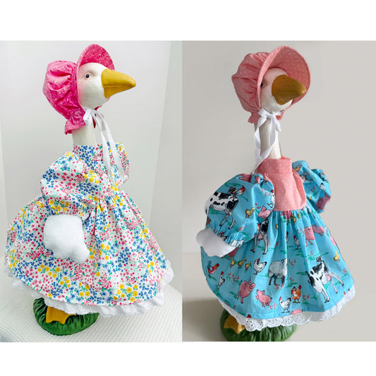 23 Inch Porch Goose Dress, Bonnet and Wings. PAPER Sewing Pattern