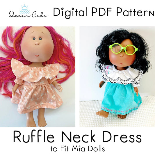 Mia Doll Ruffle Neck Dress PDF Digital Pattern