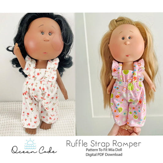Mia Doll Ruffle Strap Romper to fit 12" Nines d' Onil Doll