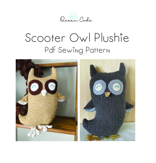 Scooter Owl Stuffed Plush Toy PDF Digital Download Sewing Pattern
