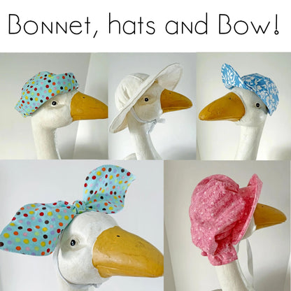 Porch Goose Baseball Cap, Sun hat, Sailor Hat, Bonnet, Bow. Digital Sewing Pattern