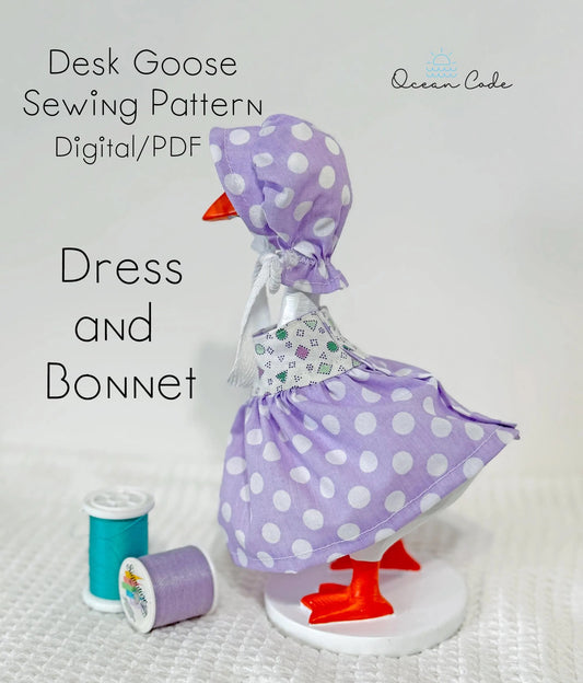 Desk Goose Dress, Bonnet. Digital Sewing Pattern