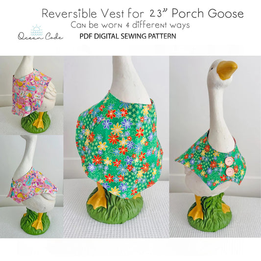 23 inch Porch Goose Outfit Can Be Worn 4 Different Ways. Reversible Vest, apron, smock Sewing Pattern Digital PDF