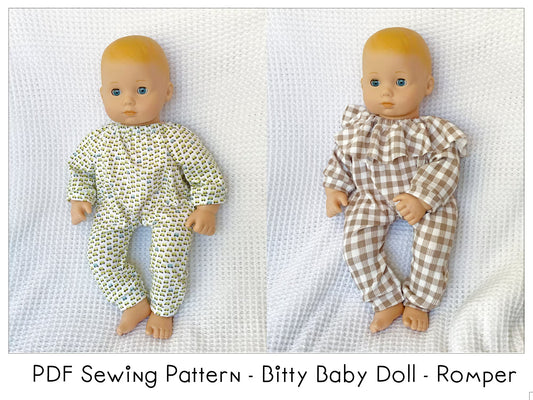 Bitty Baby Doll Boho Playsuit Romper - Digital PDF Sewing Pattern