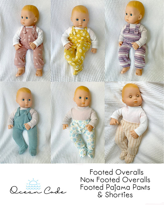 Bitty Baby Doll Overalls & Pants Footed - nonFooted -Sewing Pattern PDF Download -Shirt Not Included