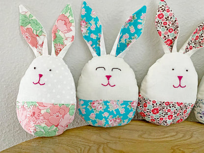 Easter Egg Bunny, Stuffed. 3 sizes and 2 ear options Digital Sewing Pattern PDF