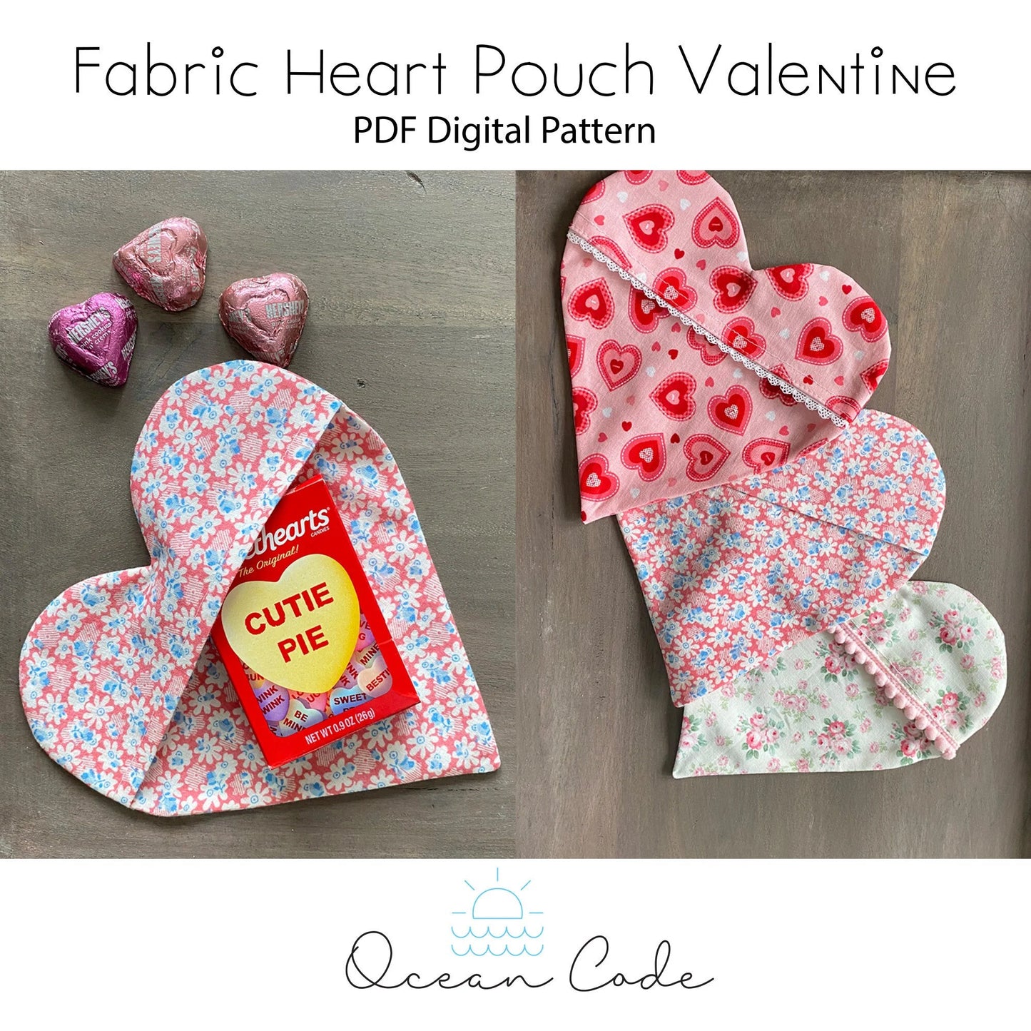 Fabric Heart Pouch - PDF Digital Sewing Pattern