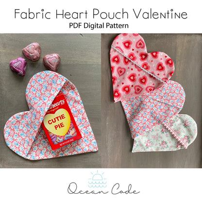 Fabric Heart Pouch - PDF Digital Sewing Pattern