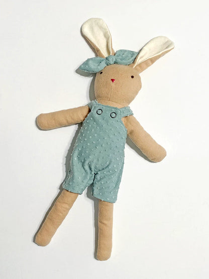 Jax Bunny Stuffed Rabbit Plush Toy PDF Digital Sewing Pattern - Kids Easter Basket Gift - With Overalls and Bow