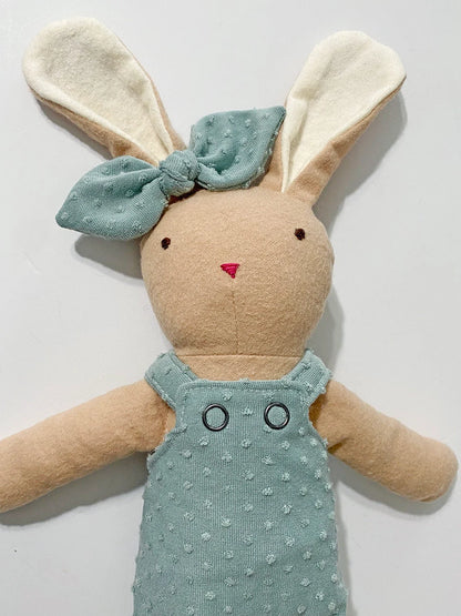 Jax Bunny Stuffed Rabbit Plush Toy PDF Digital Sewing Pattern - Kids Easter Basket Gift - With Overalls and Bow