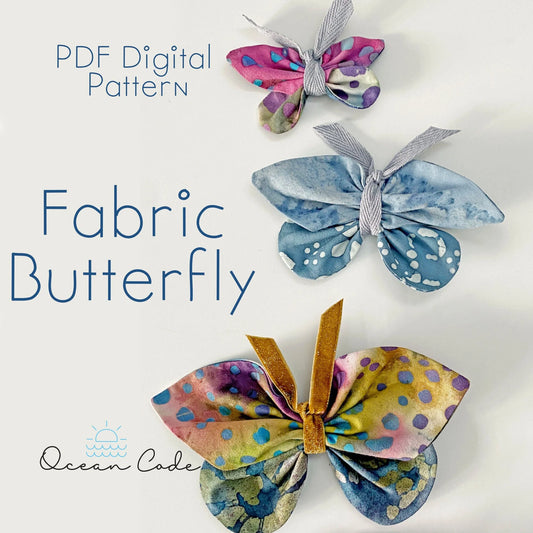Fabric Butterfly PDF Digital Sewing Pattern Download - Use for gift tags, plant clips, home decor, hair clips, keepsake