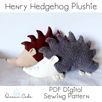Henry Hedgehog Stuffed Plush Toy PDF Digital Download Sewing Pattern