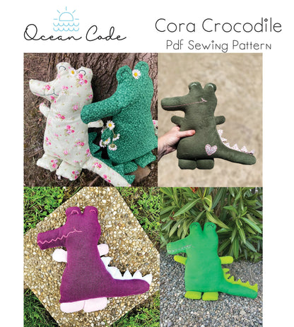 Cora Crocodile Stuffed Plush Toy PDF Digital Download Sewing Pattern