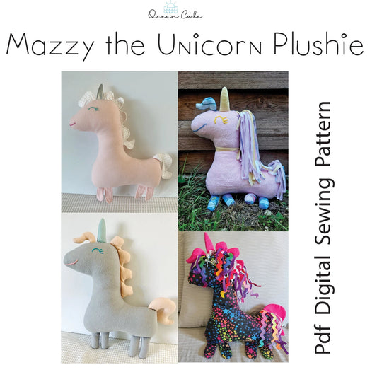 Mazzy Unicorn Stuffed Plush Toy PDF Digital Download Sewing Pattern