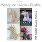 Mazzy Unicorn Stuffed Plush Toy PDF Digital Download Sewing Pattern