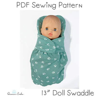 Doll Swaddle Wrap - PDF Digital Sewing Pattern - Fits 13" dolls such as Minikane ,Joy, Mini Coletto
