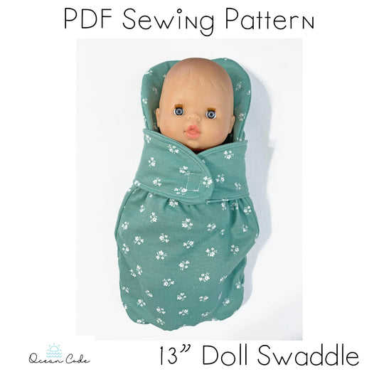 Doll Swaddle Wrap - PDF Digital Sewing Pattern - Fits 13" dolls such as Minikane ,Joy, Mini Coletto