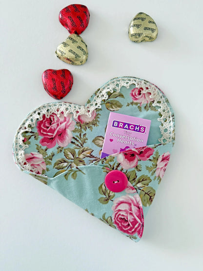 Fabric Heart Pocket Valentine's Gift Candy Love Note PDF Digital Sewing Pattern