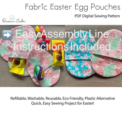 Fabric Easter Eggs - refillable plastic alternative- Digital Sewing Pattern PDF Download- Eco Friendly Sustainable - washable Re-usable