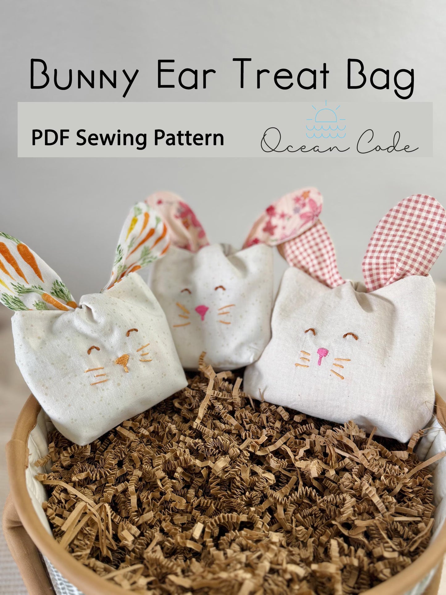 Bunny Ear Treat Bag -beginner sewing PDF digital pattern
