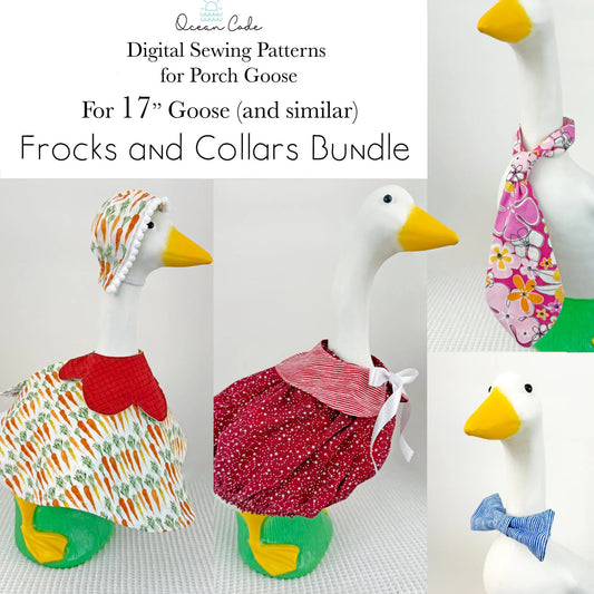 17 Inch Porch Goose (baby goose) Frocks & Collars. Digital Sewing Pattern BUNDLE