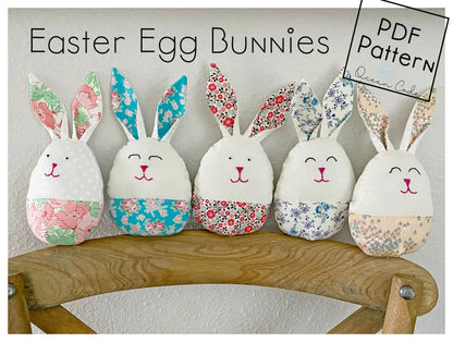 Easter Egg Bunny, Stuffed. 3 sizes and 2 ear options Digital Sewing Pattern PDF
